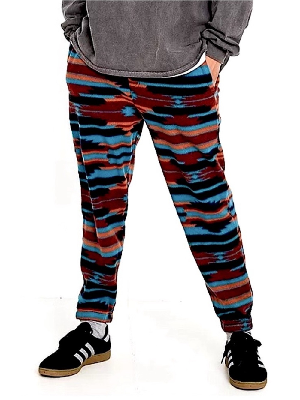 UO Geo Polar Fleece Joggers • XL